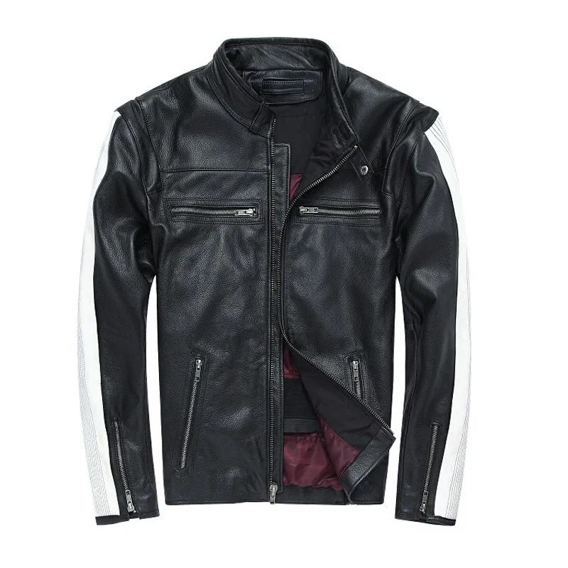 Mens Spliced Overcoat Men Leather Jacket Black Cowskin Vintage Leather Jackets For Men Cowhide Coat Motorcycle Jacket
Mens Spliced Overcoat Men Leather Jacket Black Cowskin Vintage Leather Jackets For Men Cowhide Coat Motorcycle Jacket