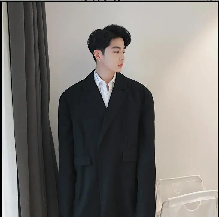 2018 men's clothing gd long design plus size no button trench outerwear M-6XL ! Big yards men's clothing