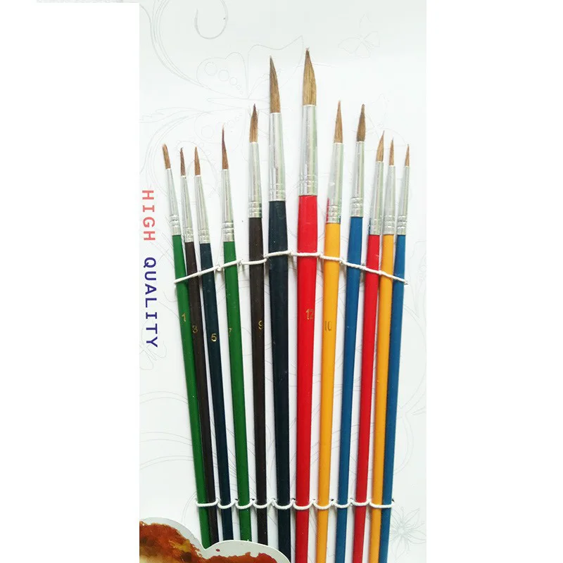 Wool Hair Wooden Handle Watercolor Paint Brush Pen Set for Learning Oil Acrylic Painting Art Paint Brushes 12pcs/set
Wool Hair Wooden Handle Watercolor Paint Brush Pen Set for Learning Oil Acrylic Painting Art Paint Brushes 12pcs/set