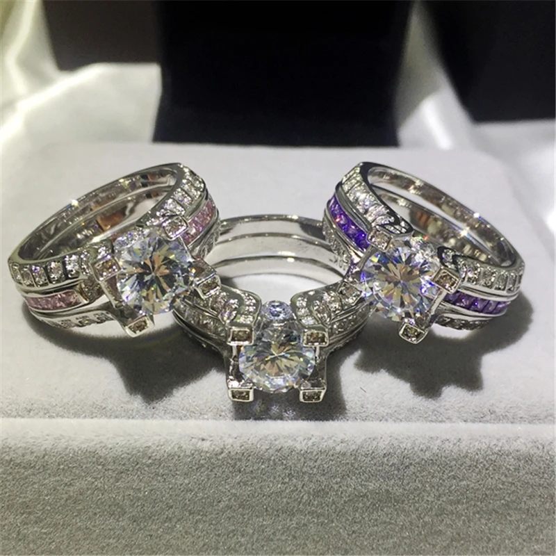 Crystal Female Big Zircon Stone Ring Set Fashion 925 Silver Bridal Wedding Rings For Women Promise Love Engagement Ring
Crystal Female Big Zircon Stone Ring Set Fashion 925 Silver Bridal Wedding Rings For Women Promise Love Engagement Ring