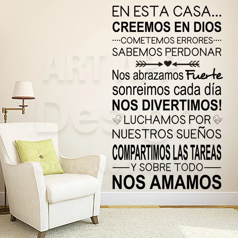 Art new design home decor vinyl cheap Spanish Home rules words wall sticker colorful house decoration family quote room decals
Art new design home decor vinyl cheap Spanish Home rules words wall sticker colorful house decoration family quote room decals