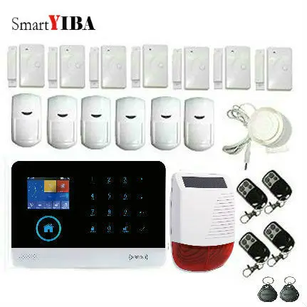 

SmartYIBA WiFi 3G Burglar Alarm System Italian Spanish Russian French Dutch Voice Home Security Alarm System Solar Power Siren