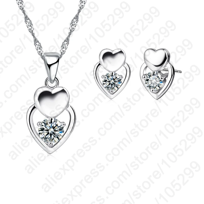 Top Fashion Jewelry Double Heart CZ Set 925 Sterling Silver Pendant Necklace & Stud Earrings Sets for women
Top Fashion Jewelry Double Heart CZ Set 925 Sterling Silver Pendant Necklace & Stud Earrings Sets for women