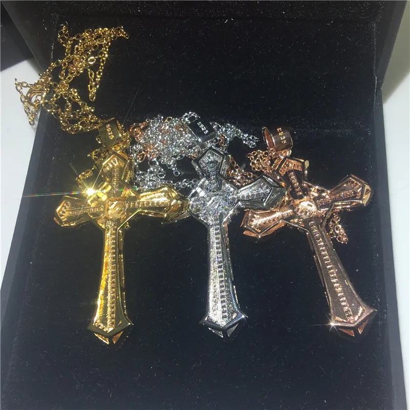 Fashion Big Cross pendant With necklace Rose Gold Filled 925 silver AAAAA zircon Cz Party wedding Pendants for women men Jewelry
Fashion Big Cross pendant With necklace Rose Gold Filled 925 silver AAAAA zircon Cz Party wedding Pendants for women men Jewelry