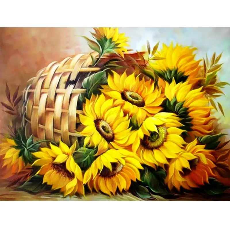 Diy алмазное Рисование Подсолнечник вязальная корзина Алмазная вышивка Подсолнух