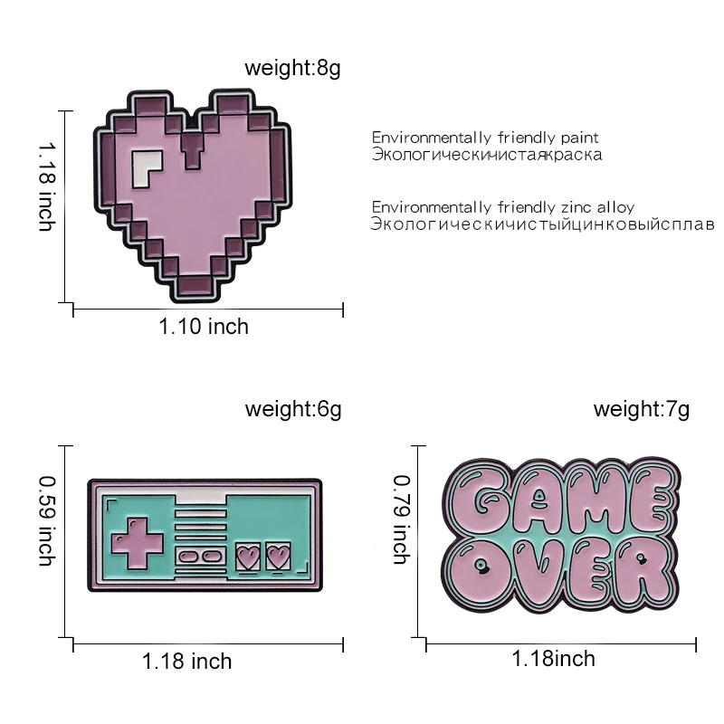 QIHE JEWELRY Pixel Art Enamel Pins Pixel Games Lapel Pins Game Over Brooches Vintage Retro Game Badges Heart Pins Up
QIHE JEWELRY Pixel Art Enamel Pins Pixel Games Lapel Pins Game Over Brooches Vintage Retro Game Badges Heart Pins Up