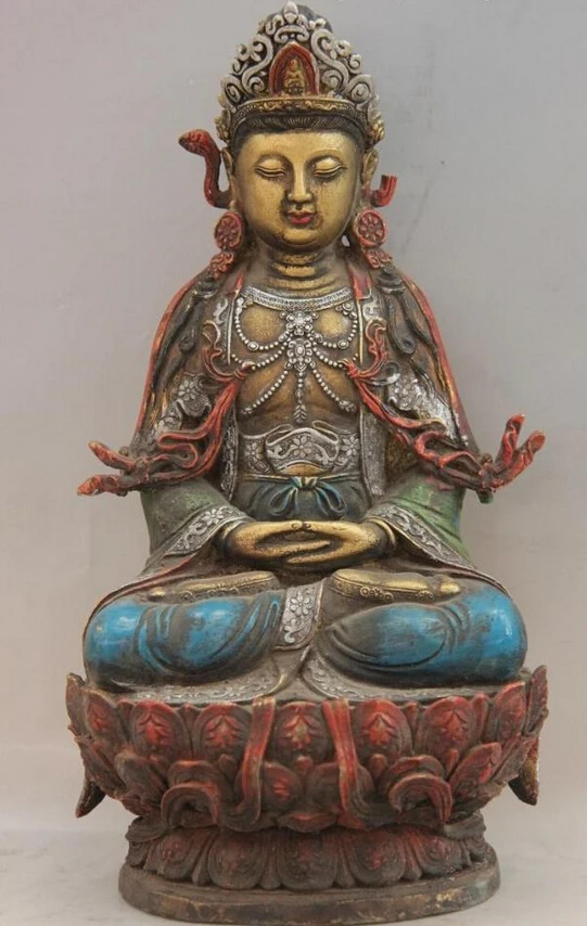 bi001626 Tibet Copper Bronze Color Painted Amitayus Bodhisattva Guanyin Kwan-Yin Statue
bi001626 Tibet Copper Bronze Color Painted Amitayus Bodhisattva Guanyin Kwan-Yin Statue