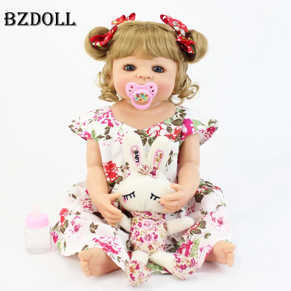 55 см полный силикон Bebe Reborn Baby Doll игрушки реалистичные виниловые блондинка