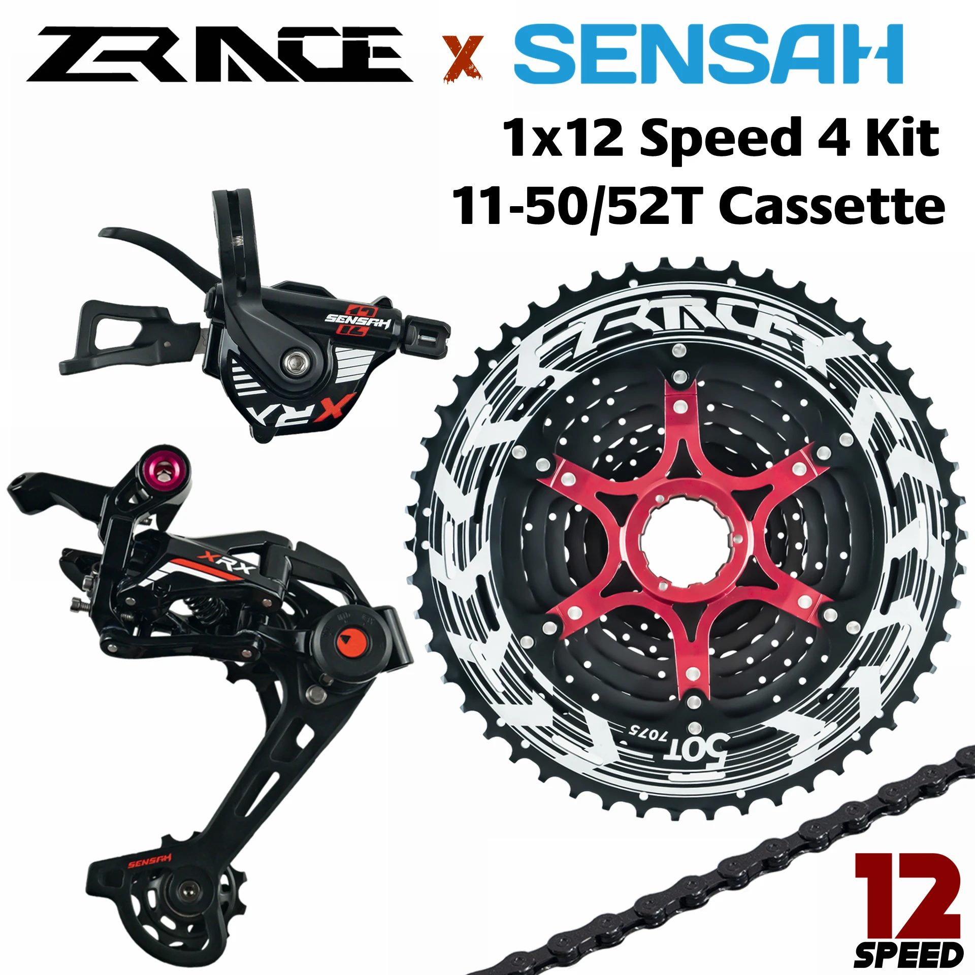 SENSAH XRX 1 x 12 Speed Shifter + Rear Derailleur 12s + ZRACE Cassette 50T 52T / Chainrings / Chains, M9100 Eagle
SENSAH XRX 1 x 12 Speed Shifter + Rear Derailleur 12s + ZRACE Cassette 50T 52T / Chainrings / Chains, M9100 Eagle