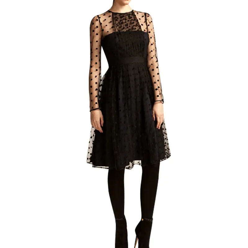 Women's Summer Black Polka Dot High Waist Mini Dress Fashion Round Neck Long Sleeves Straight Casual Office Vestidos de festa
Women's Summer Black Polka Dot High Waist Mini Dress Fashion Round Neck Long Sleeves Straight Casual Office Vestidos de festa