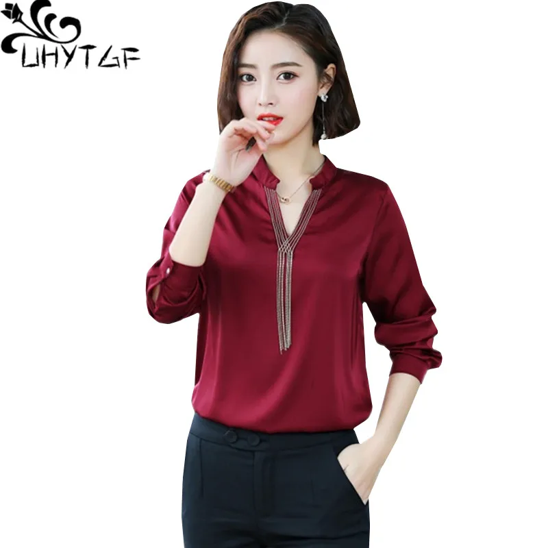 UHYTGF Fashion Silk chiffon Spring summer shirt women Tassel stitching elegant Ladies tops and blouses Loose Plus size shirts486
UHYTGF Fashion Silk chiffon Spring summer shirt women Tassel stitching elegant Ladies tops and blouses Loose Plus size shirts486
