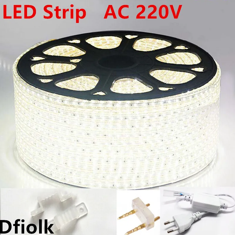 Светодиодная лента AC220V 3014 120led/m Водонепроницаемая светодиодная IP65 с блоком