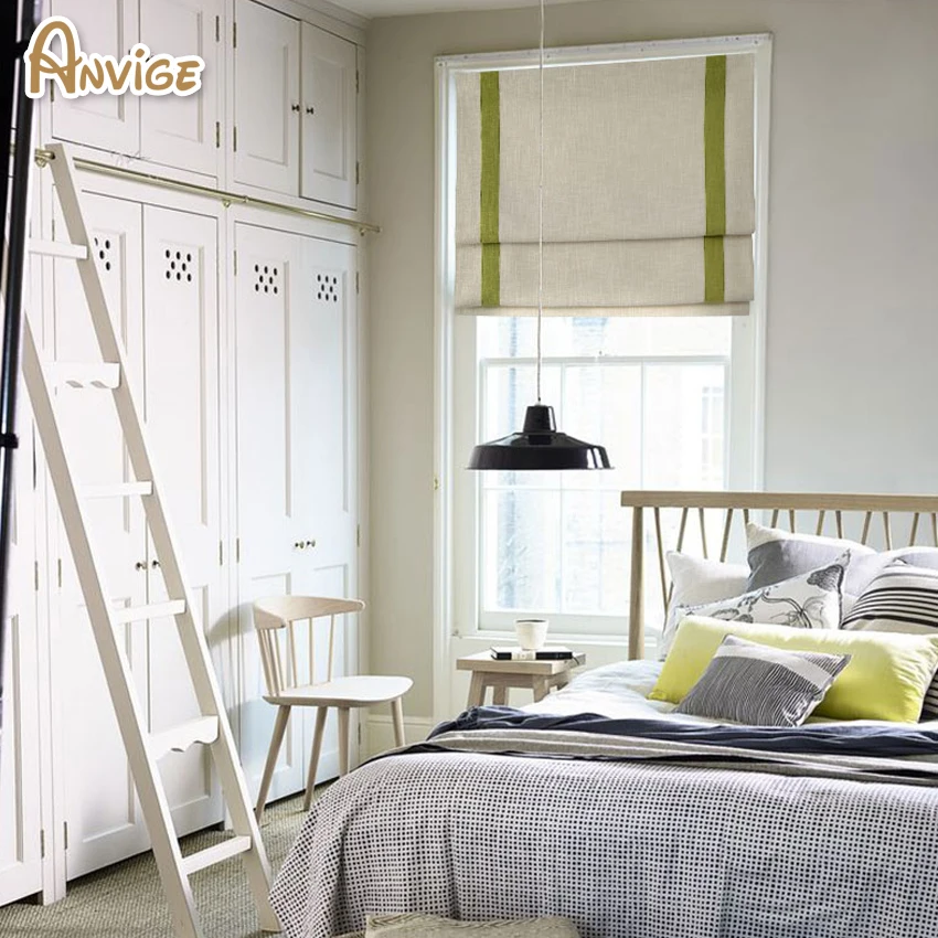 Anvige Striped Style Roman Shades Easy Install Washable Curtains Customized Window Curtain Drape | Дом и сад