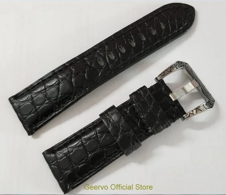 24mm Watch band strap black crocodile Genuine leather carving pattern watch buckle 12A
24mm Watch band strap black crocodile Genuine leather carving pattern watch buckle 12A