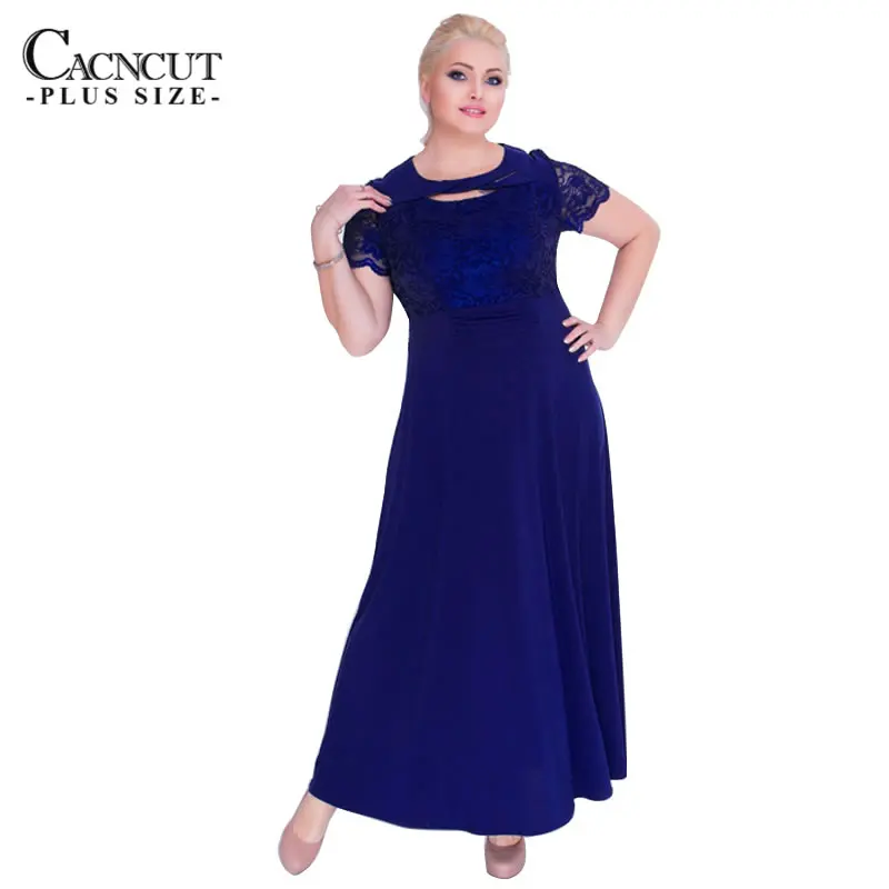 CACNCUT 6XL размера плюс винтажное вечернее платье 2018 кружевное лоскутное длинное