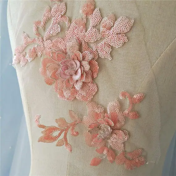 5 pieces /lot Peach 3D Sequin Beaded Flower Embroidered Lace Applique for Bridal Gowns Veils Tutu Dress Wholesale Applique
5 pieces /lot Peach 3D Sequin Beaded Flower Embroidered Lace Applique for Bridal Gowns Veils Tutu Dress Wholesale Applique