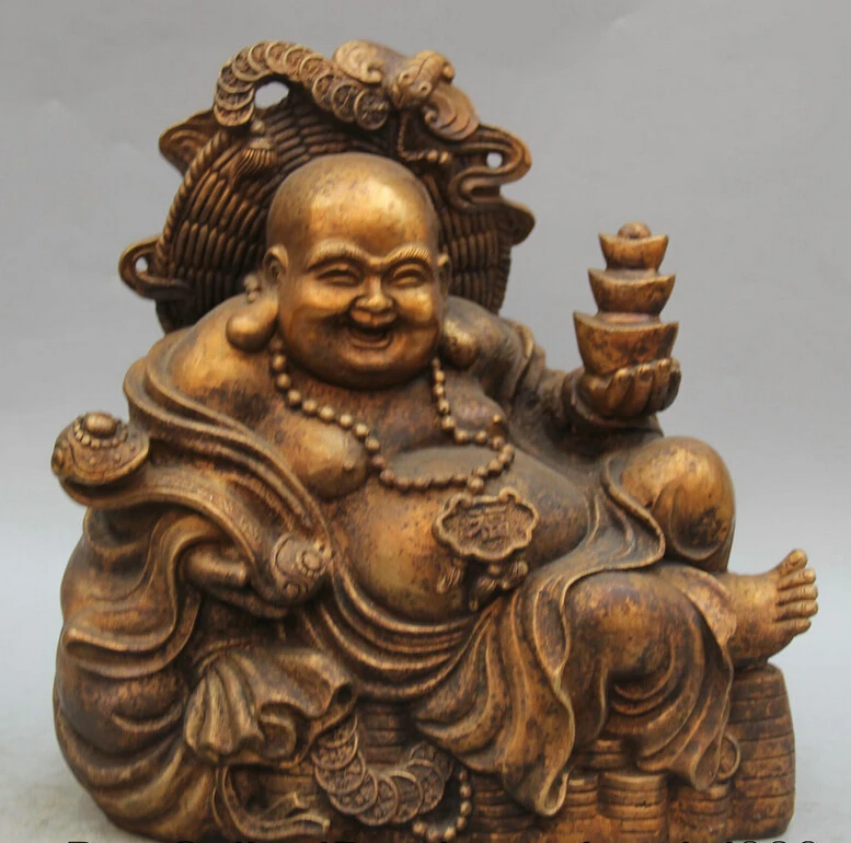 FREE SHIPPING S2057 12" Chinese Bronze Gild Wealth Fu Ru Yi Seat Happy Laugh Maitreya Buddha Statue
FREE SHIPPING S2057 12" Chinese Bronze Gild Wealth Fu Ru Yi Seat Happy Laugh Maitreya Buddha Statue