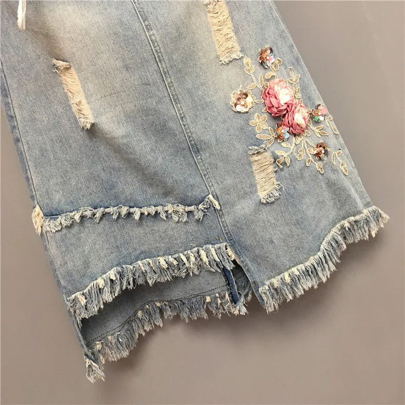 Spring Summer 2019 Womens 4xl 5xl High Waisted Tassel Ripped Hole Embroidery Long Denim Skirt , Woman Lady Sequins Jeans Skirts
Spring Summer 2019 Womens 4xl 5xl High Waisted Tassel Ripped Hole Embroidery Long Denim Skirt , Woman Lady Sequins Jeans Skirts