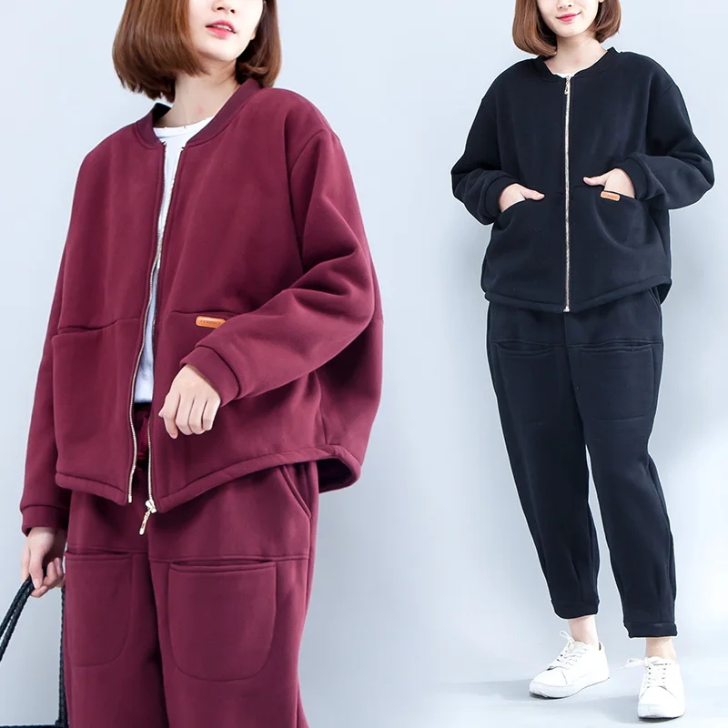 2018 new women's casual Korean thickened slimming zipper long-sleeved plus size Sweatshirts + casual nine pants suit TB181005
2018 new women's casual Korean thickened slimming zipper long-sleeved plus size Sweatshirts + casual nine pants suit TB181005