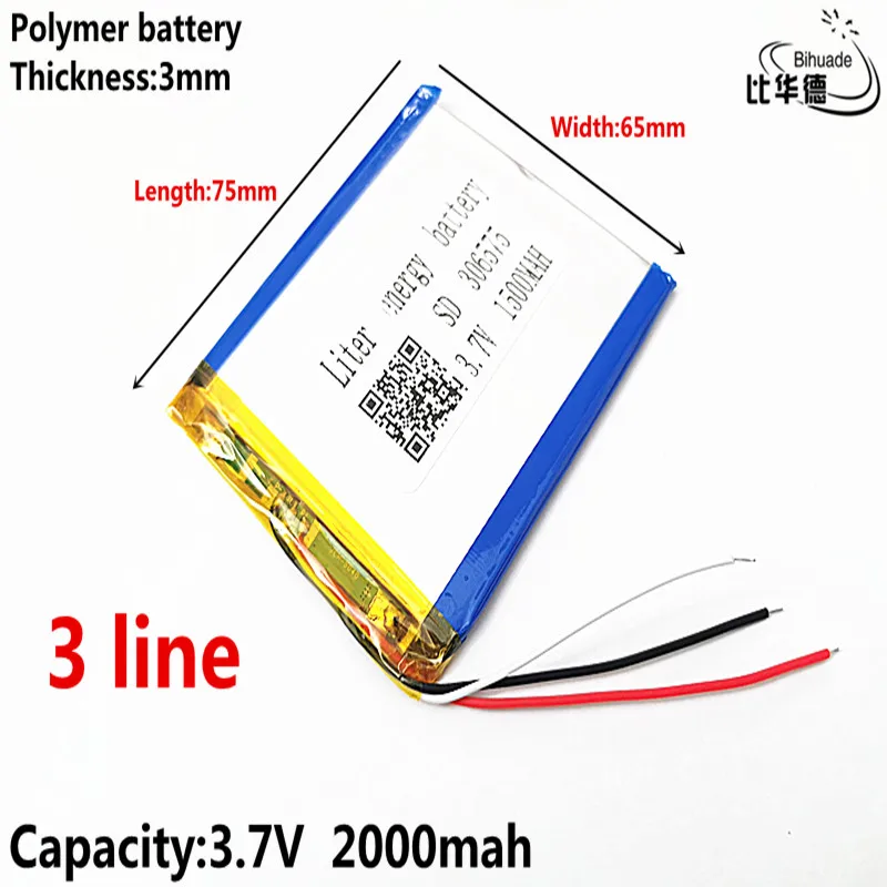 3 линии литр энергии батареи 3,7 V литиевая батарея ранняя 306575 1500mAh фара GPS навигатор общие полимерные батареи
3 линии литр энергии батареи 3,7 V литиевая батарея ранняя 306575 1500mAh фара GPS навигатор общие полимерные батареи