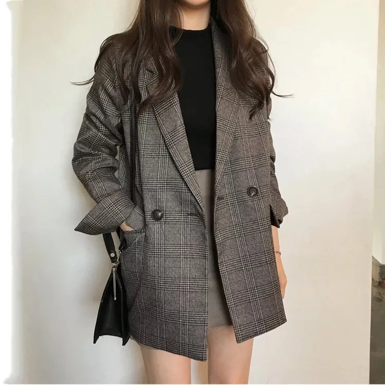 2019 new Spring Summer New Fashion Popular Plaid Blazer Women double breasted Blazer Long Sleeve Suit Jacket Female Casual Coat
2019 new Spring Summer New Fashion Popular Plaid Blazer Women double breasted Blazer Long Sleeve Suit Jacket Female Casual Coat