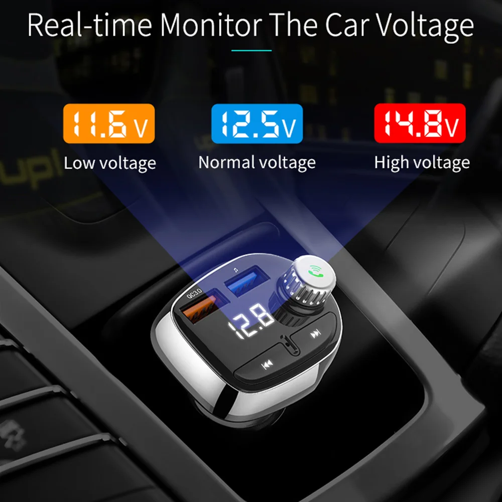 Car FM Transmitter QC3.0 Fast Charger Dual USB Port Handsfree Car Kit A2DP Bluetooth 5.0 Music Player Support TF Card U-disk
Car FM Transmitter QC3.0 Fast Charger Dual USB Port Handsfree Car Kit A2DP Bluetooth 5.0 Music Player Support TF Card U-disk
