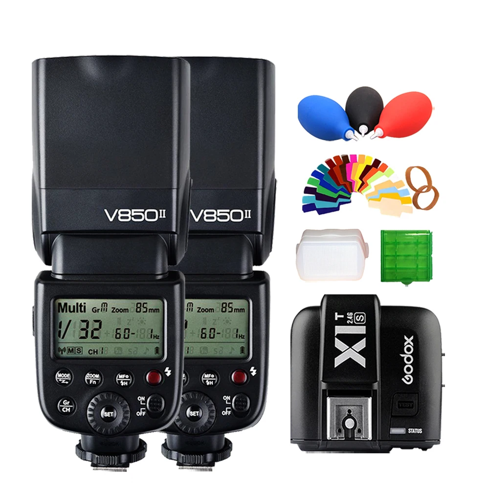 2 * Godox V850II GN60 w/2000 mAh литий-ионный аккумулятор 4G Беспроводная X СИСТЕМА Speedlite вспышка