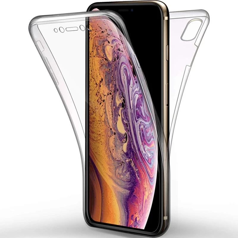 Защитный чехол 360 градусов для iphone X XS MAX XR 10 7 8 Plus 6 6s полное покрытие корпуса защита