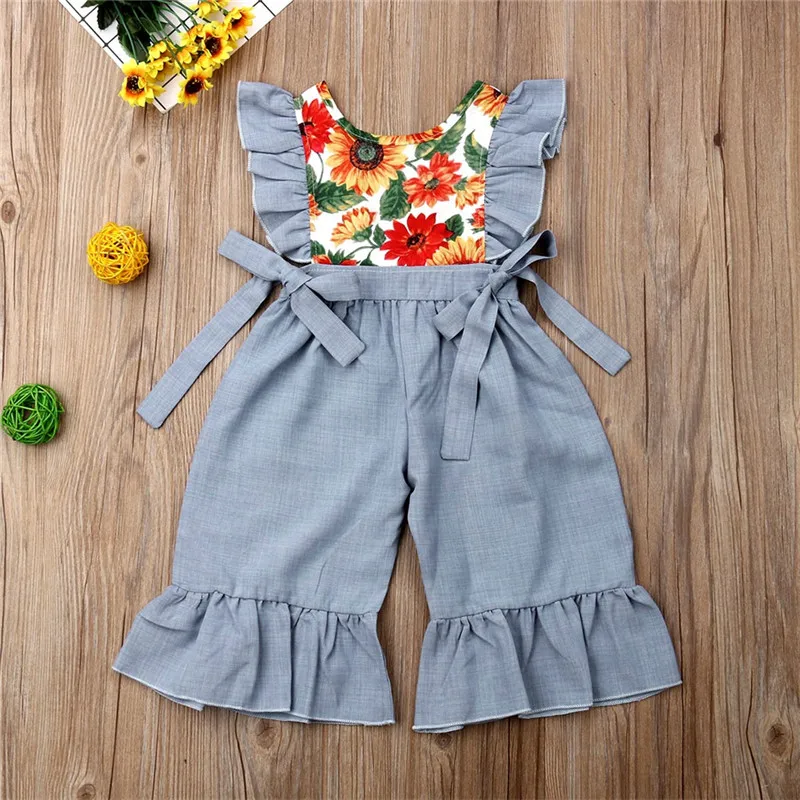 2019 New Kids Baby Girls Clothes Sunflower Print Bodysuit Romper Pants Ruffle Open Back Outfit Bows Playsuit Flared Pants 1-6T
2019 New Kids Baby Girls Clothes Sunflower Print Bodysuit Romper Pants Ruffle Open Back Outfit Bows Playsuit Flared Pants 1-6T