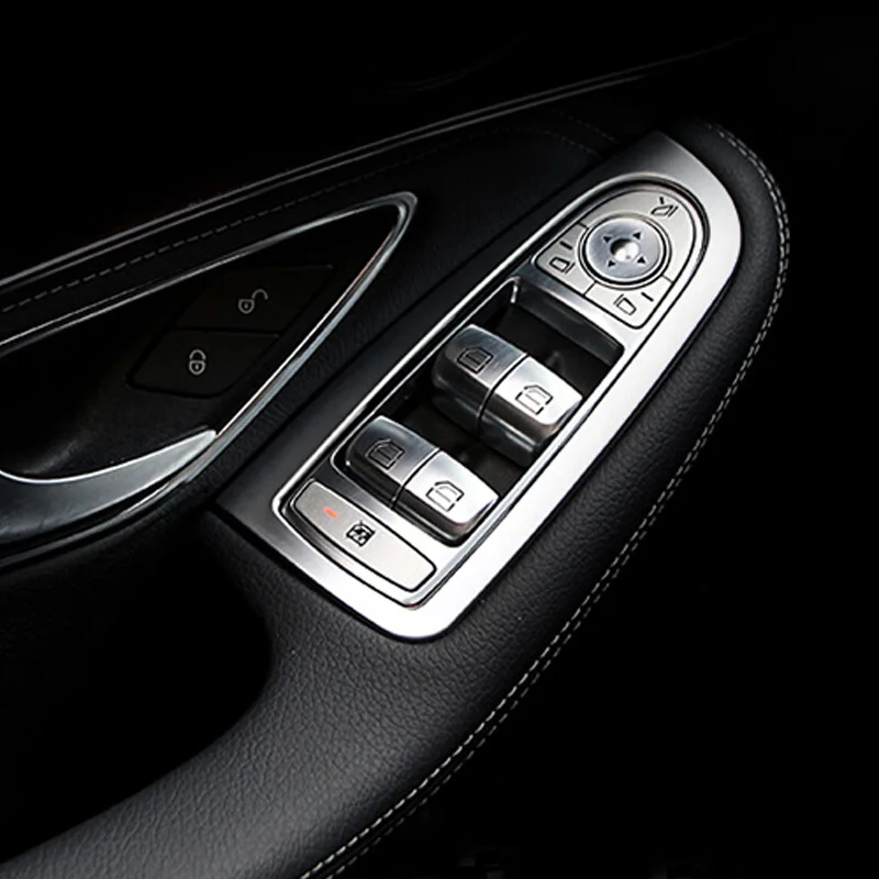 Stainless steel Car Door Glass Lifting Switch Panel Decoration Cover Trim For Mercedes Benz C class W205 GLC X253 2015-17 LHD
Stainless steel Car Door Glass Lifting Switch Panel Decoration Cover Trim For Mercedes Benz C class W205 GLC X253 2015-17 LHD