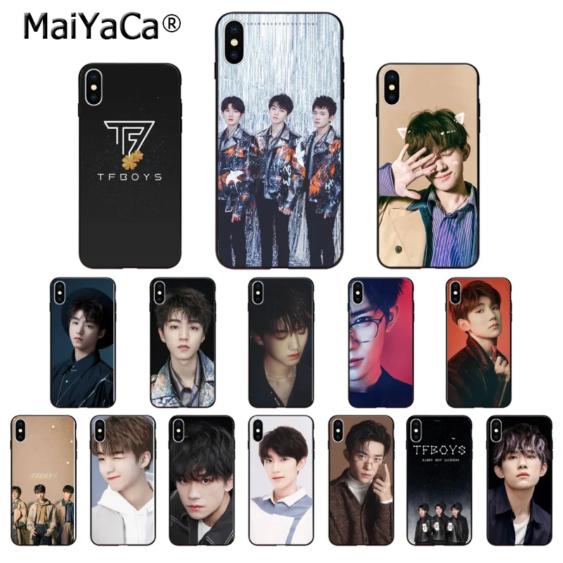 MaiYaCa мальчик команда TFboys черный ТПУ мягкий чехол для телефона Apple iPhone 8 7 6 6S Plus X XS MAX