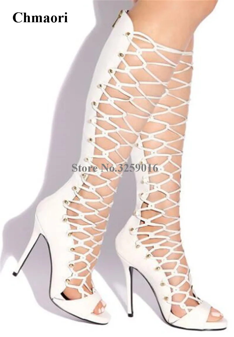 Women Fashion Designer Open Toe Strap Cross Knee High Gladiator Boots Cut-out Long High Heel Sandals Boots Dress Shoes
Women Fashion Designer Open Toe Strap Cross Knee High Gladiator Boots Cut-out Long High Heel Sandals Boots Dress Shoes