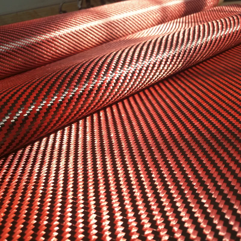 1100D Red Kevlar Aramid & 3K Carbon fiber Mixed Cloth 200gsm 2x2 Twill 100cm Hybrid Carbon Kevlar Fabric
1100D Red Kevlar Aramid & 3K Carbon fiber Mixed Cloth 200gsm 2x2 Twill 100cm Hybrid Carbon Kevlar Fabric