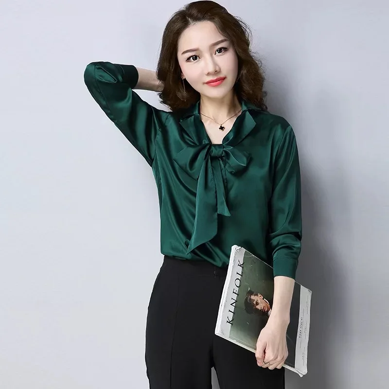Fashion women temperament comfortable soft outdoor bow shirt new arrival work style simple sweet plus size silky basic shirt
Fashion women temperament comfortable soft outdoor bow shirt new arrival work style simple sweet plus size silky basic shirt