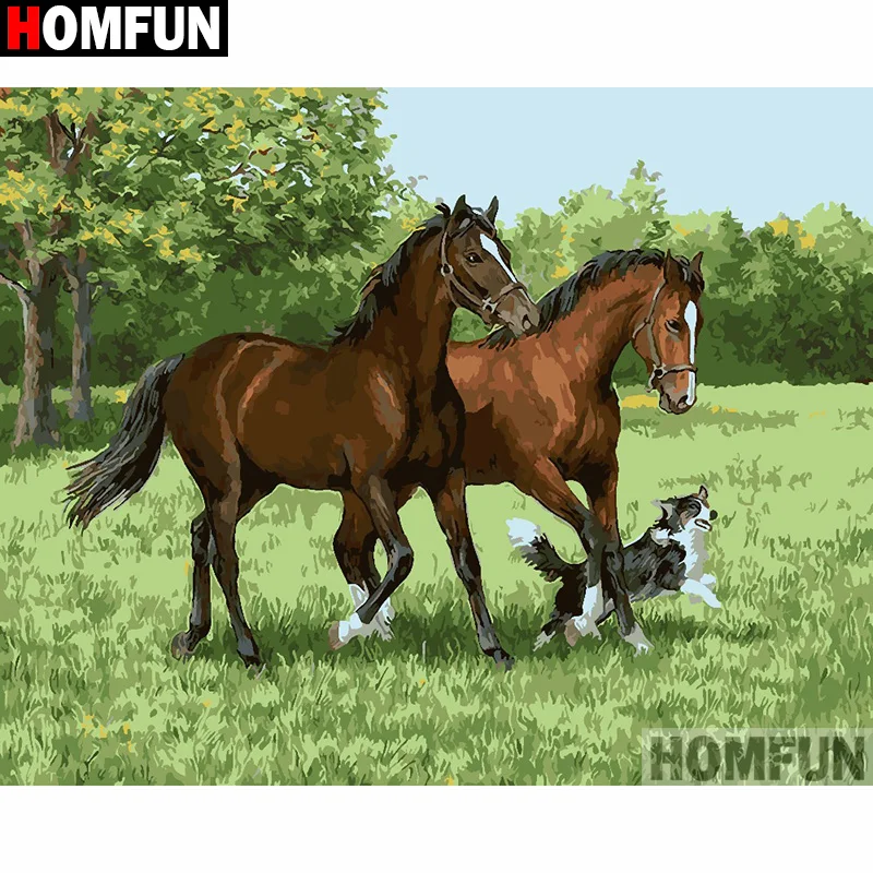 Алмазная 5D Вышивка HOMFUN Лошадь картина с полными квадратными/круглыми стразами