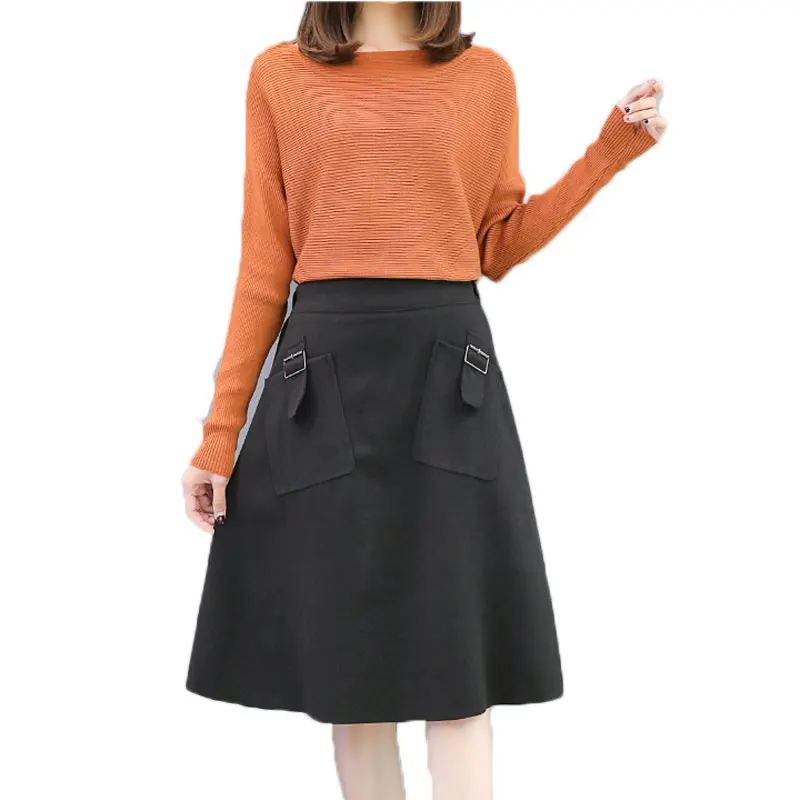 autumn women outfit two pcs suits Large size ladies' sweater long sleeve & pocket skirt casual suits vestido girl basic M-3XL
autumn women outfit two pcs suits Large size ladies' sweater long sleeve & pocket skirt casual suits vestido girl basic M-3XL