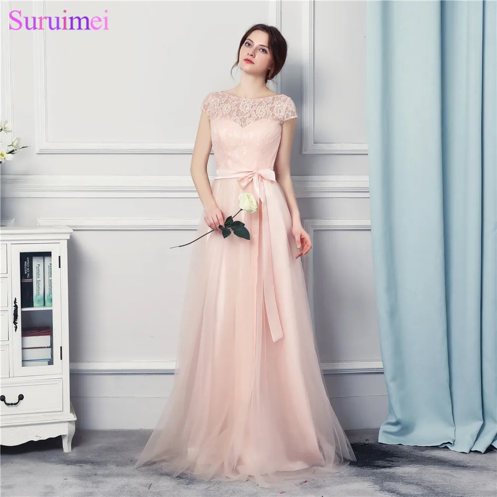 2017 New Arrival Pearl Pink Evening Dresses Long Cap Sleeves With High Quality Lace Applique Bow Sash Tulle Evening Gown
2017 New Arrival Pearl Pink Evening Dresses Long Cap Sleeves With High Quality Lace Applique Bow Sash Tulle Evening Gown
