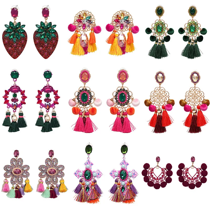 FASHIONSNOOPS Vintage Pom Pom Big Drop Earring For Women Handmade Tassel Dangle Earrings Boho Jewelry oorbellen
FASHIONSNOOPS Vintage Pom Pom Big Drop Earring For Women Handmade Tassel Dangle Earrings Boho Jewelry oorbellen