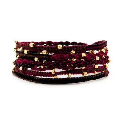Lotus Mann hand-knitted noble maroon 5 circle 6 color sterling silver beaded cotton long bracelet
Lotus Mann hand-knitted noble maroon 5 circle 6 color sterling silver beaded cotton long bracelet