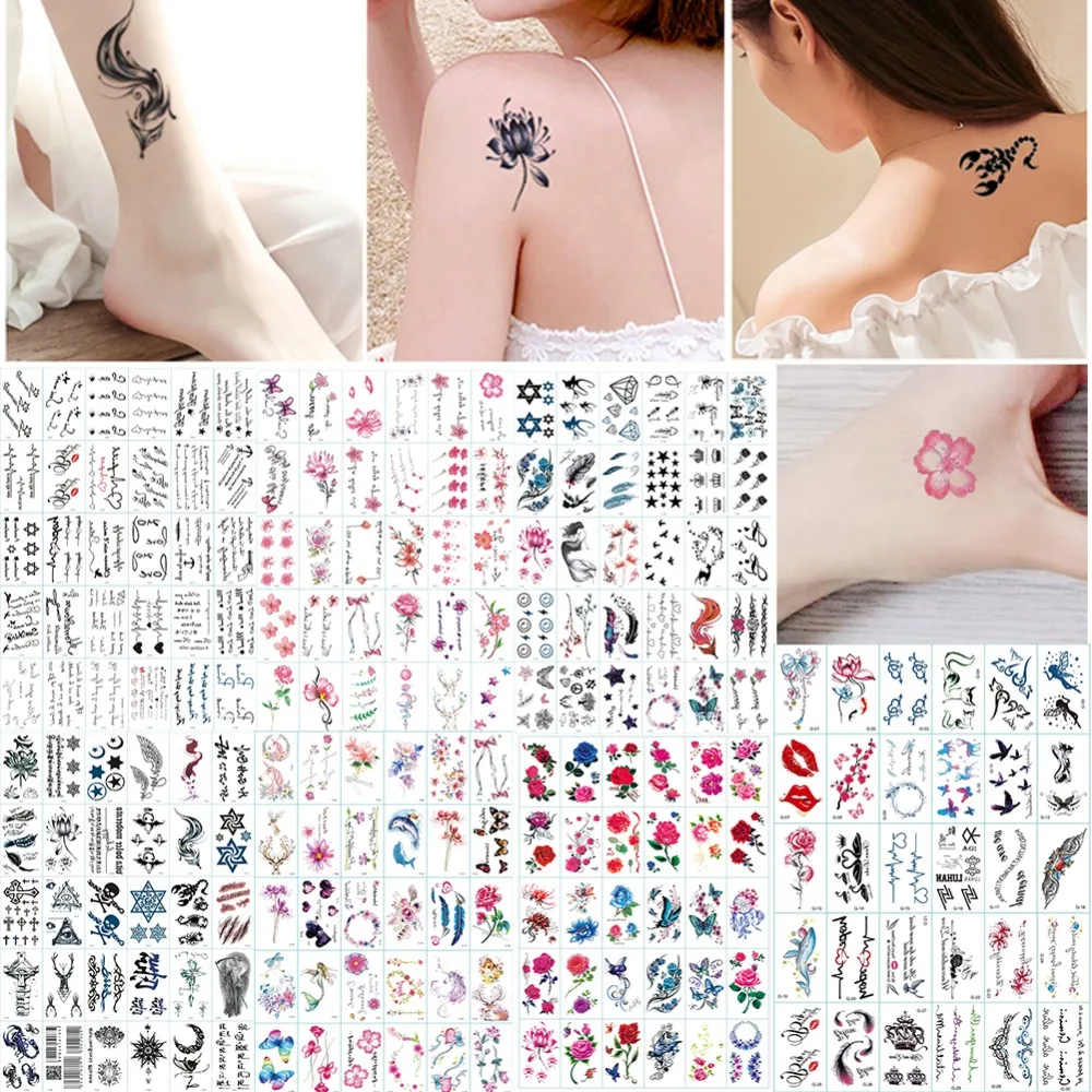 30 шт./компл. Временная водостойкая татуировка стикер для женщин 3D цветок