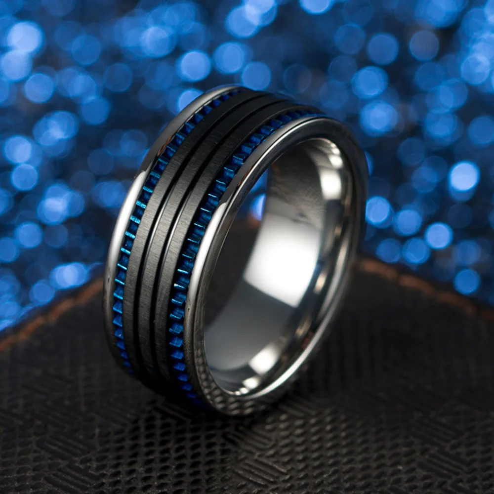 Fashion Wire Drawing Black And Blue Color Man Ring Men Stainless Steel Engagement Male Rings For Men Tooth Ring
Fashion Wire Drawing Black And Blue Color Man Ring Men Stainless Steel Engagement Male Rings For Men Tooth Ring