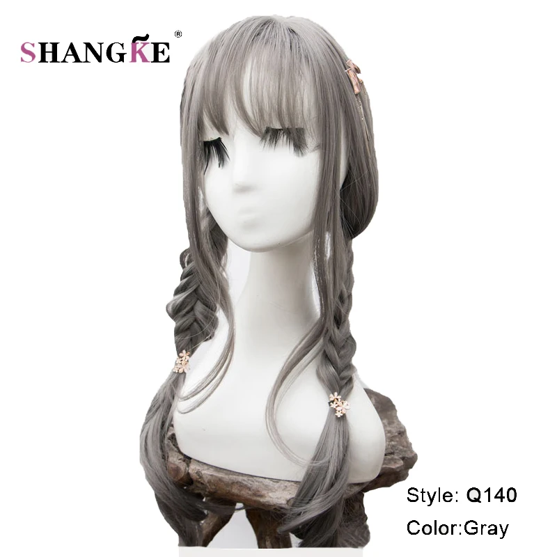 Shangke волос длинная коса волосы парик термостойкие синтетические парики для белые