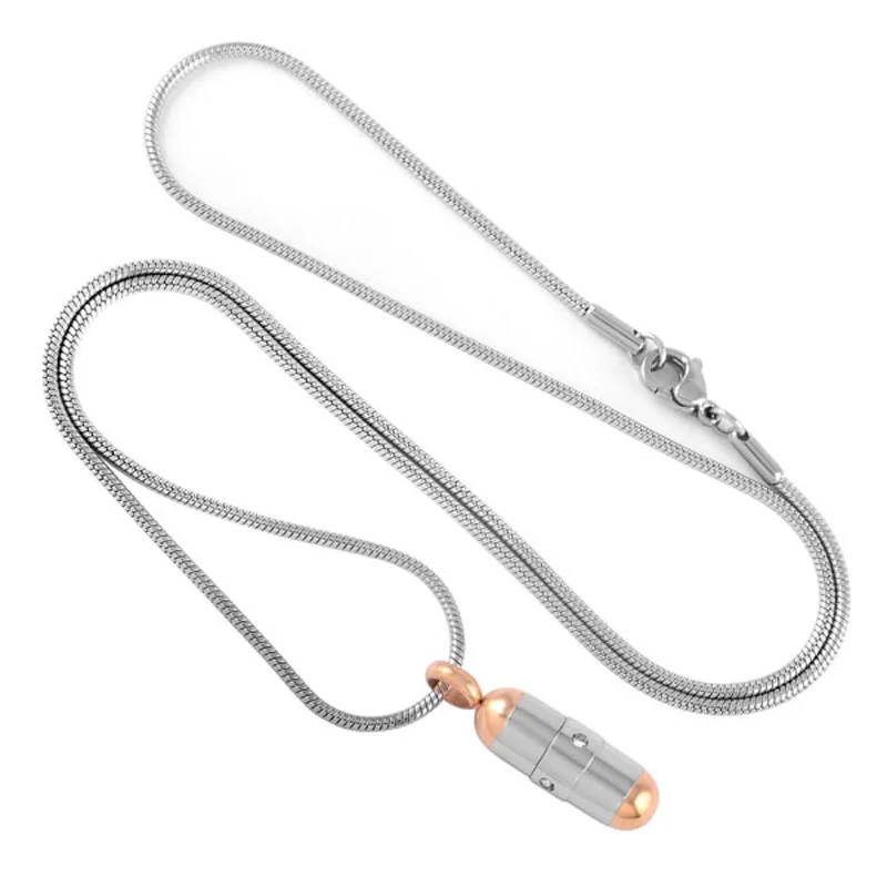 IJD9117 Inlay Crystal Two Tone Stainless Steel Capsule Memorial Jewellery For Human Keepsake Cremation Ashes Necklace Pendant
IJD9117 Inlay Crystal Two Tone Stainless Steel Capsule Memorial Jewellery For Human Keepsake Cremation Ashes Necklace Pendant