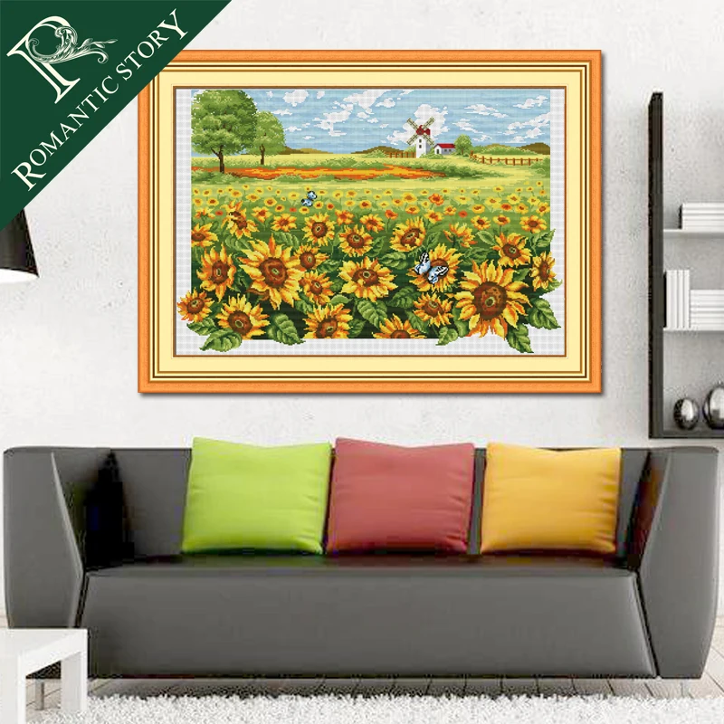 Romantic Story Pastoral Sunflower Scenery Pattern DMC Cross Stitch Needlework DIY Printing Cross-Stitch Set For Embroidery Kits
Romantic Story Pastoral Sunflower Scenery Pattern DMC Cross Stitch Needlework DIY Printing Cross-Stitch Set For Embroidery Kits