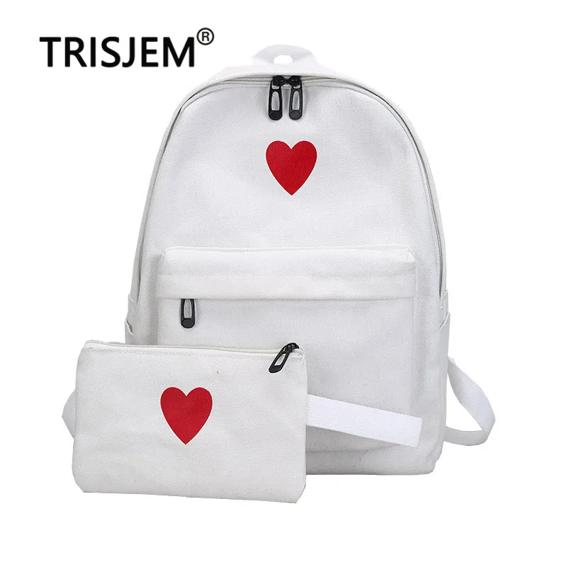 2 шт./компл. печатных любовь женский холст школьная сумка рюкзак для подростков