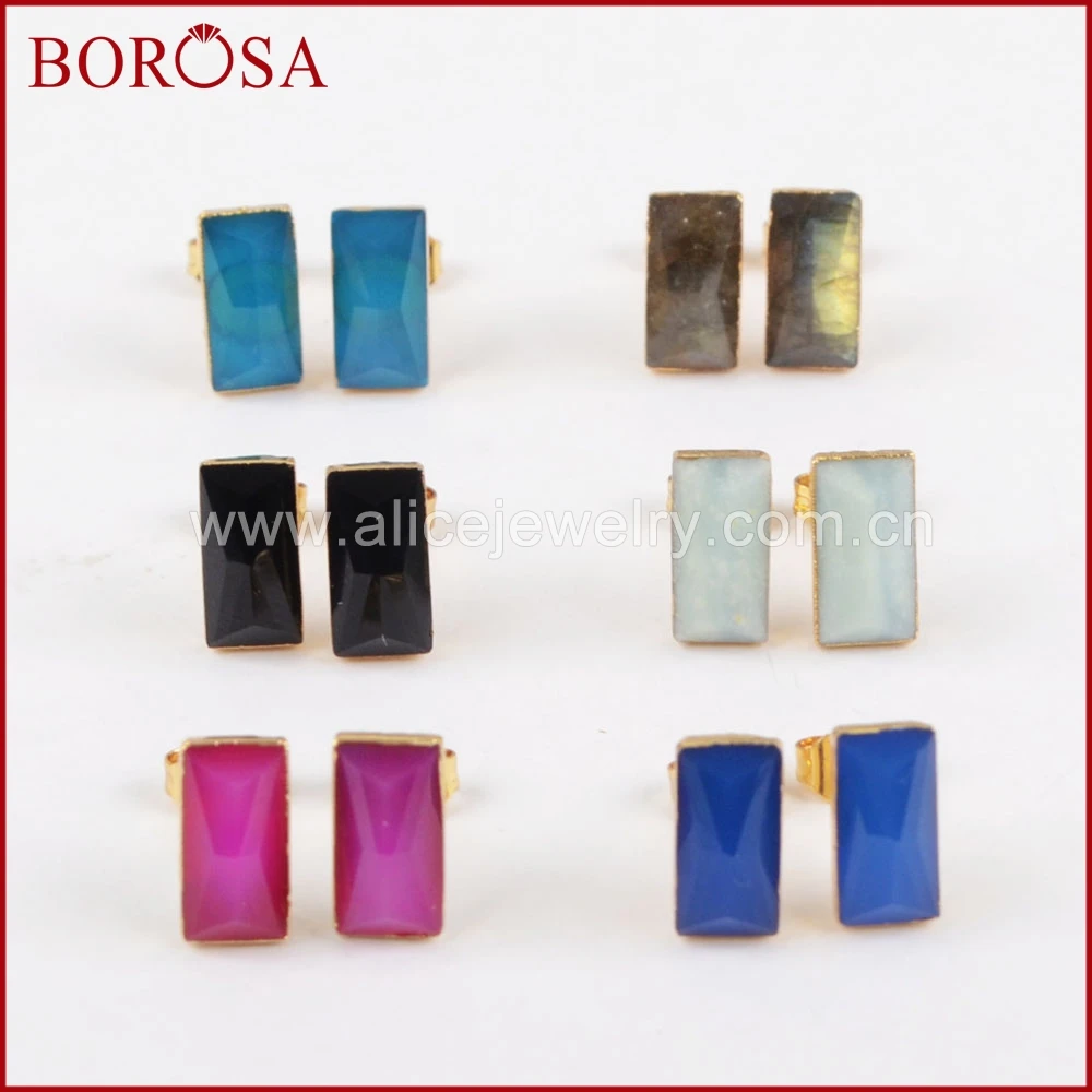 BOROSA Rectangle Multi-kind Stone Druzy Stud Earrings,1pair Gold Color Natural Druzy Stone Faceted Earrings Jewelry G1298
BOROSA Rectangle Multi-kind Stone Druzy Stud Earrings,1pair Gold Color Natural Druzy Stone Faceted Earrings Jewelry G1298