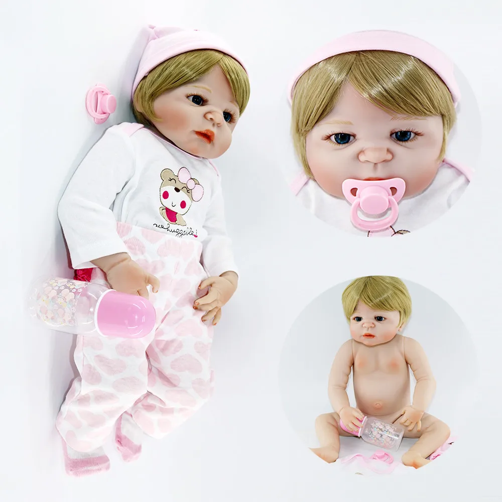 Cute design pink girl 56cm Full Silicone Body Reborn Baby Doll Toy Lifelike Vinyl Princess Toddler Doll Birthday Gift Present Br
Cute design pink girl 56cm Full Silicone Body Reborn Baby Doll Toy Lifelike Vinyl Princess Toddler Doll Birthday Gift Present Br