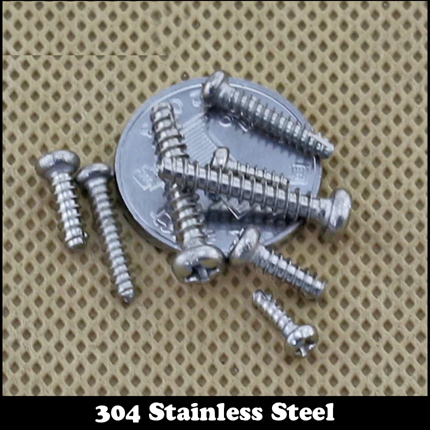 

M2 M2*8 M2x8 M2*10 M2x10 M2*12 M2x12 304 Stainless Steel PT Phillips Cross Recessed Round Head Thread Cutting Self Tapping Screw