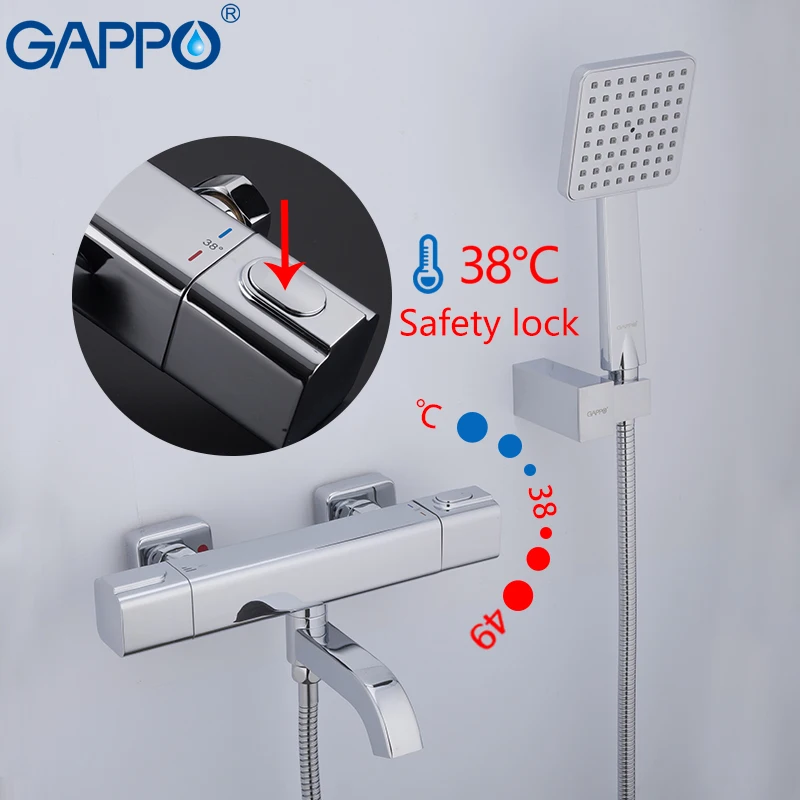 

GAPPO смеситель для ванны, смеситель для ванны Термостатический смеситель для ванной комнаты латунный и хромированный термостатический кран ...