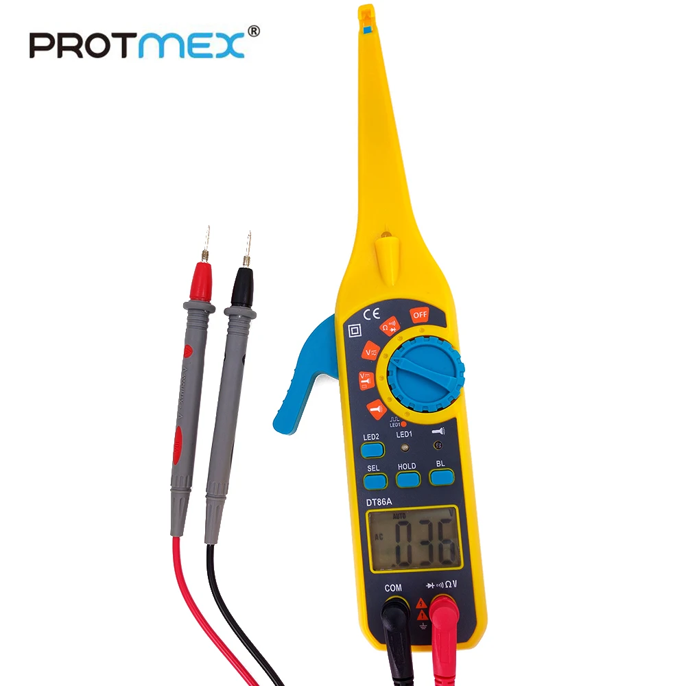 Тестер автомобильных цепей Protmex DT86A, многофункциональный ЖК-дисплей, прибор для обнаружения автомобильных цепей (желтый)
Тестер автомобильных цепей Protmex DT86A, многофункциональный ЖК-дисплей, прибор для обнаружения автомобильных цепей (желтый)